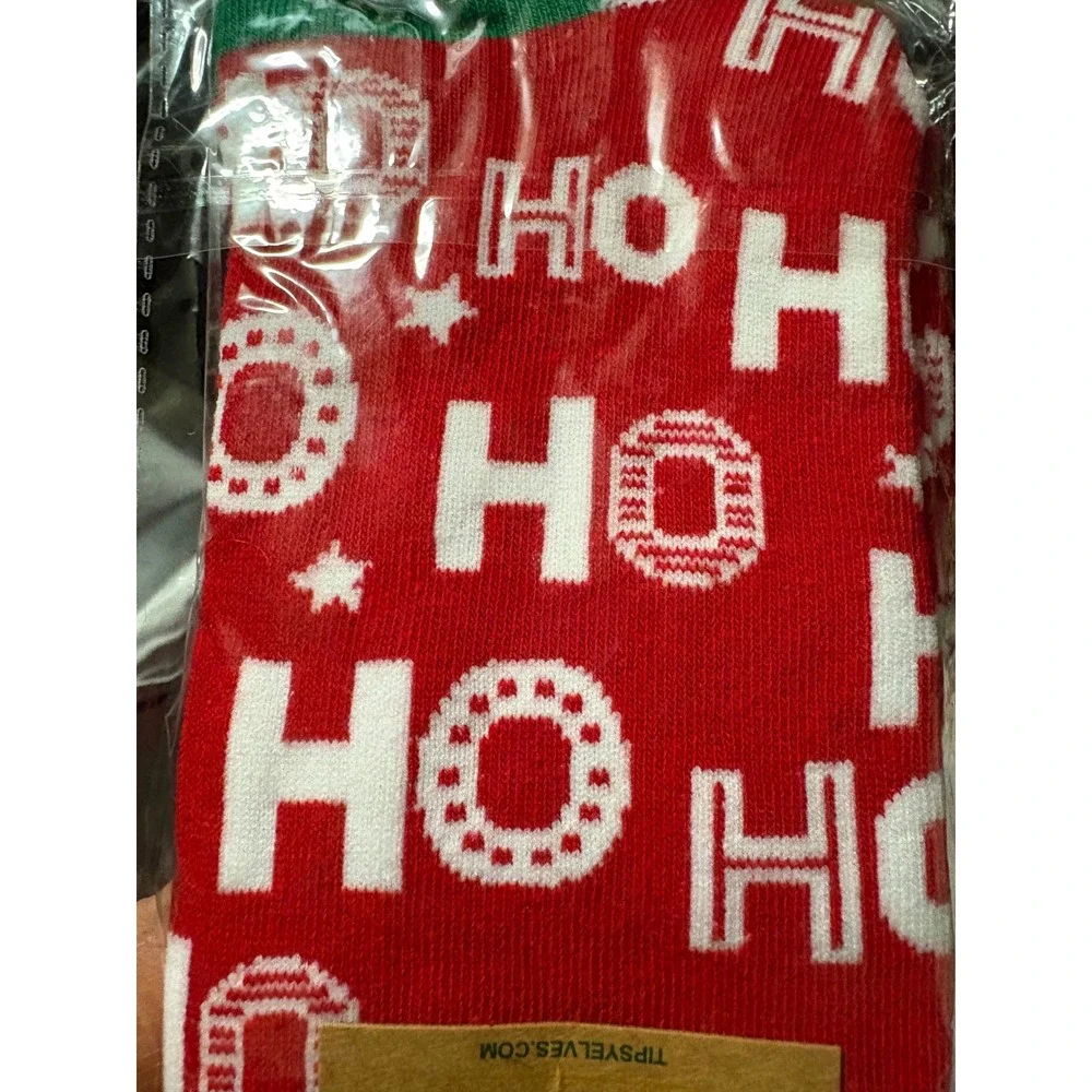 Tipsy Elves Mens Ho Ho Ho Socks with Pocket Red Green Christmas‎ Crew TE-CMSK50